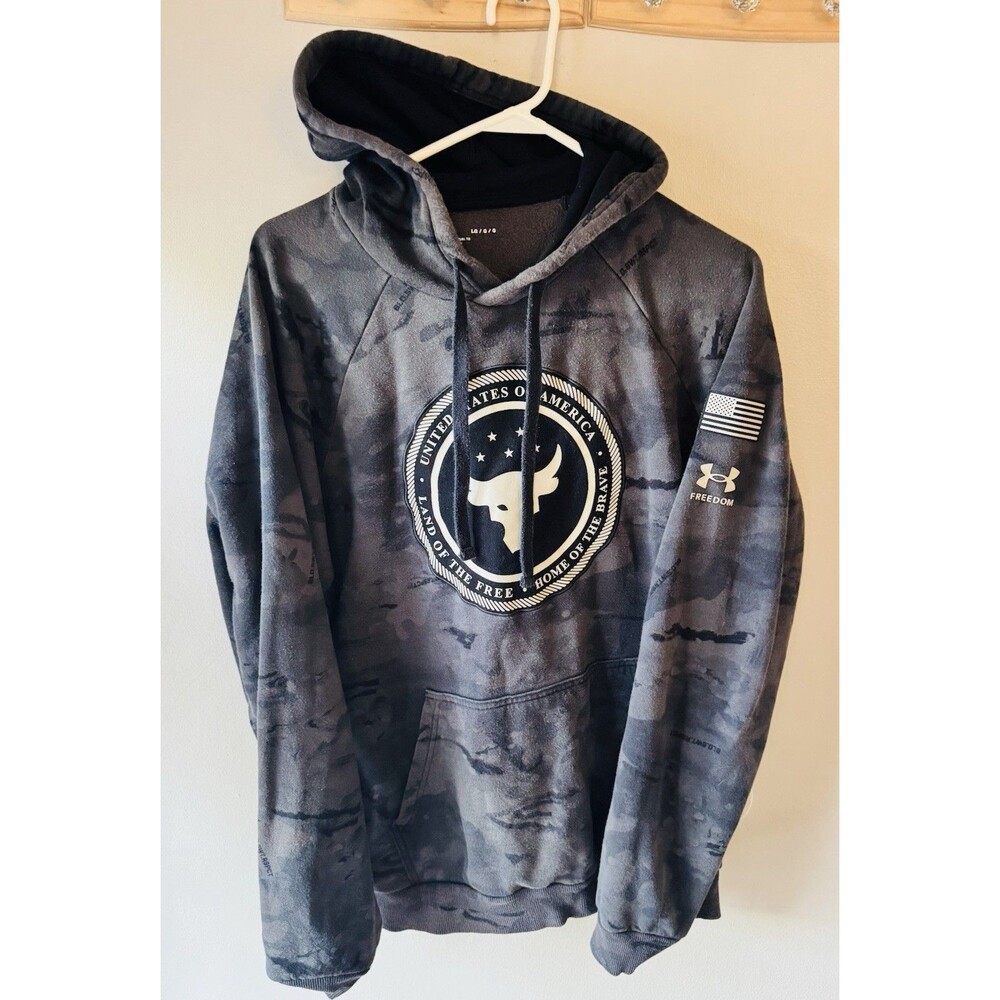 Under Armour Hoodie-Project Rock-Men’s L-Night Camo-Grey/Black-Freedom Edition